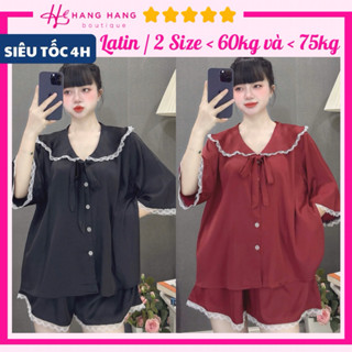 Đồ ngủ nữ pijama đùi ngắn tay lỡ cổ thủy thủ bigsize lụa latin mịn mát 2SCC02, đồ bộ nữ đồ mặc nhà tiểu thư trơn sang