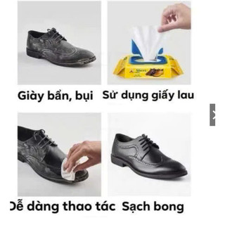 Khăn Ướt Lau Giày Vịt Vàng Đa năng, Gói 40 Tờ, Lau giày dép, Túi xách, Ghế Da