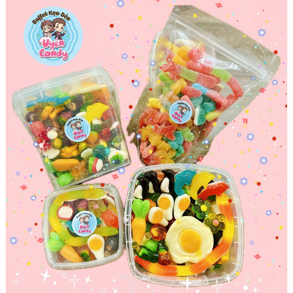 Kẹo Dẻo Trái Cây Mix 70 Vị, Kẹo Dẻo Chip Chip, Kẹo 4D, Kẹo Bóc Vỏ, Kẹo Dẻo Phủ Đường, Mix Thập Cẩm