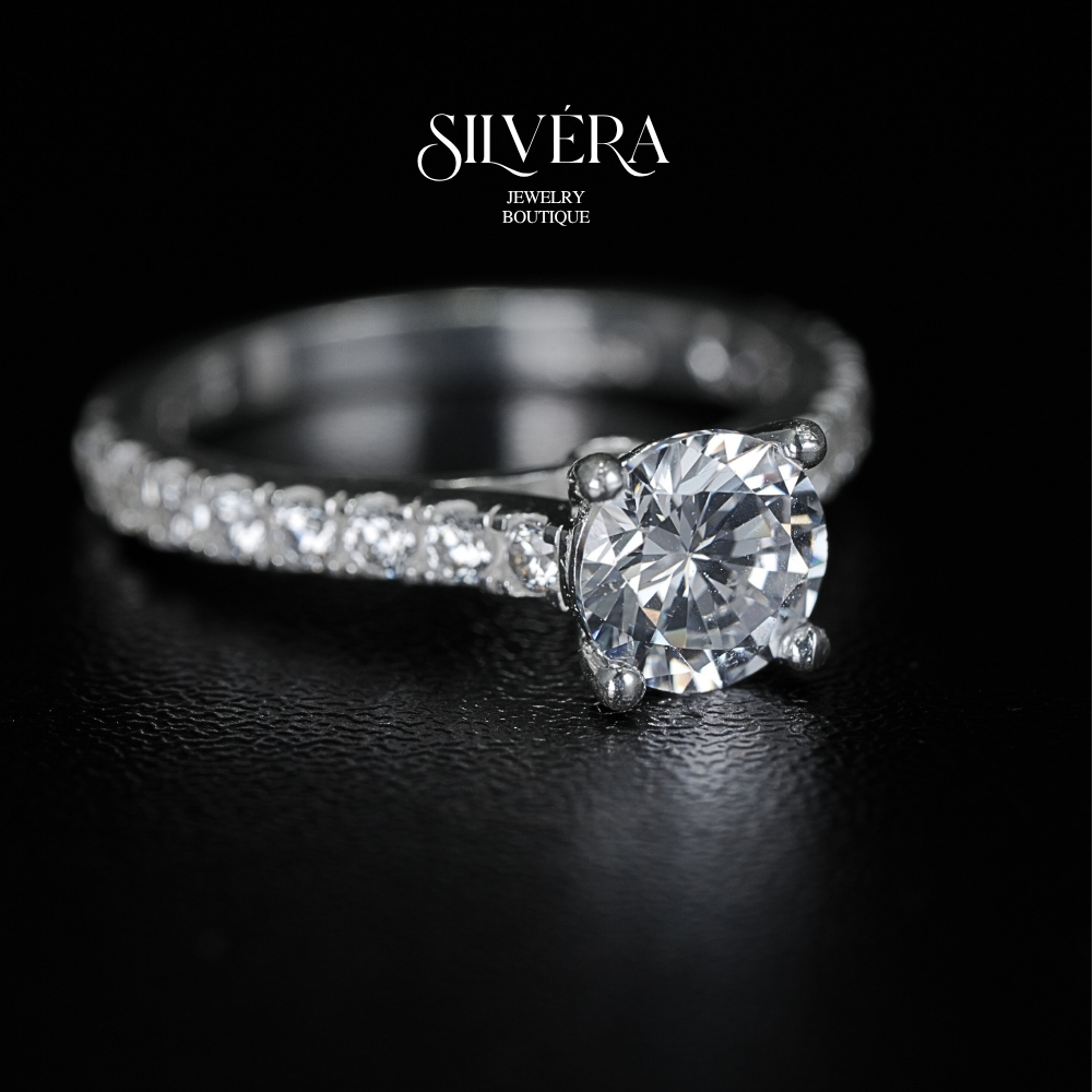 Nhẫn bạc 950 viên chủ 7ly - Nhẫn bạc 950 xi kim - Bảo hành sản phẩm - Silvéra