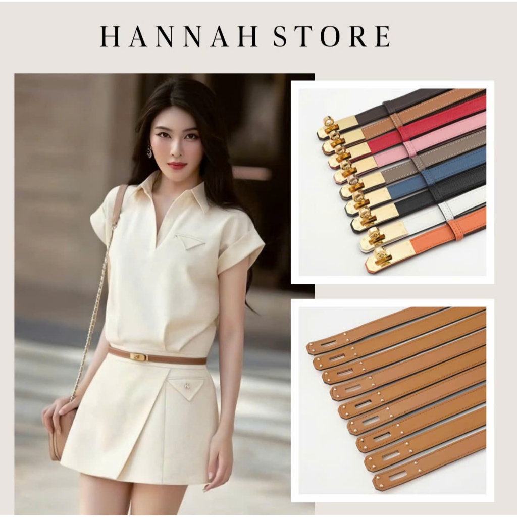 Thắt Lưng Đai Váy Da Bò Thiết Kế Thủ Công Bản 1,8cm Thời Trang CC Dễ Phối Đồ Women Belt