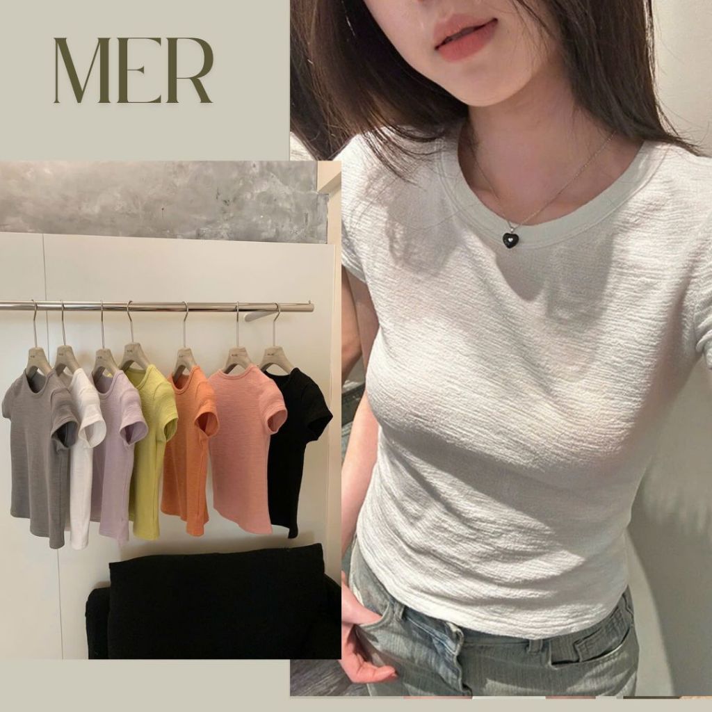 MER BASIC Áo Thun Ôm Nữ Dáng Basic – Áo Phông Trơn Co Giãn Mềm Mịn Dễ Phối