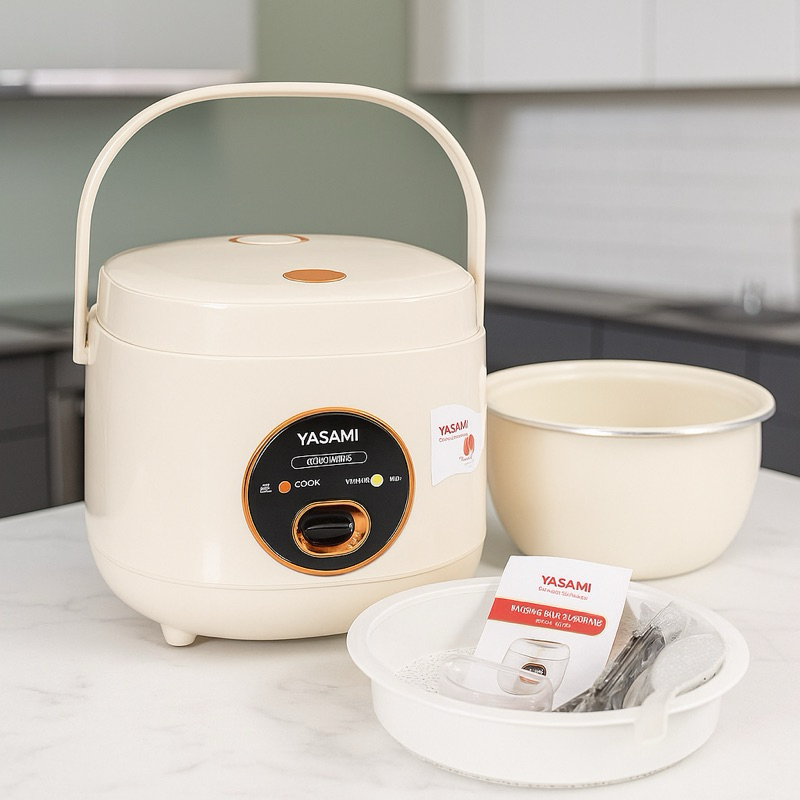 Nồi cơm điện quai sách Yasami lòng niêu phủ men gốm sứ cao cấp đầy đủ các dung tích model YSM188