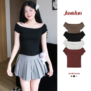 Áo trễ vai cộc tay body cotton co giãn A55