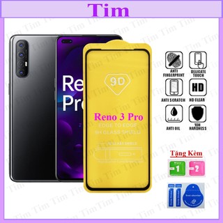  Kính cường lực OPPO Reno 3 Pro 9D  Full màn hình Ảnh shop chụp tặng bộ giấy lau kính TimShop 