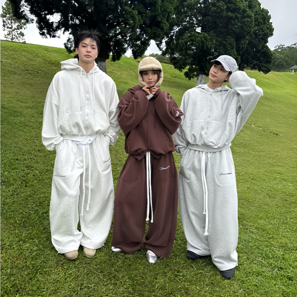  SET BỘ NỈ VER 2 ÁO KHOÁC BOXY HOODIE ZIP PRIVATE CLUB EMPTI AKQD-01 