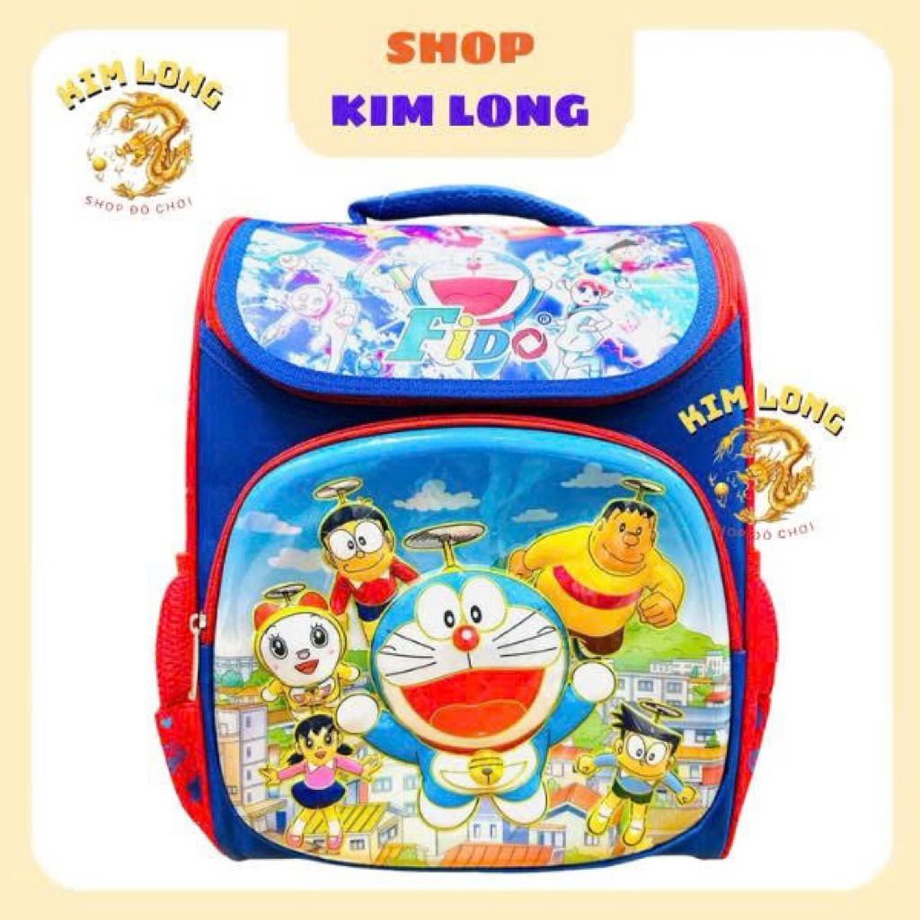 Ba lô - cặp học sinh siêu nhẹ chống gù lưng cho bé trai cấp 1 hình DOREMON nổi VSTYLE - HUDUY