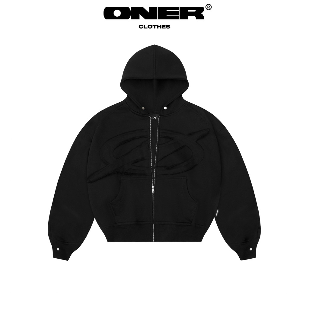 Áo hoodie zip ONER "Hellia Hoodie" (Boxy - Crop - Oversize) 350gsm