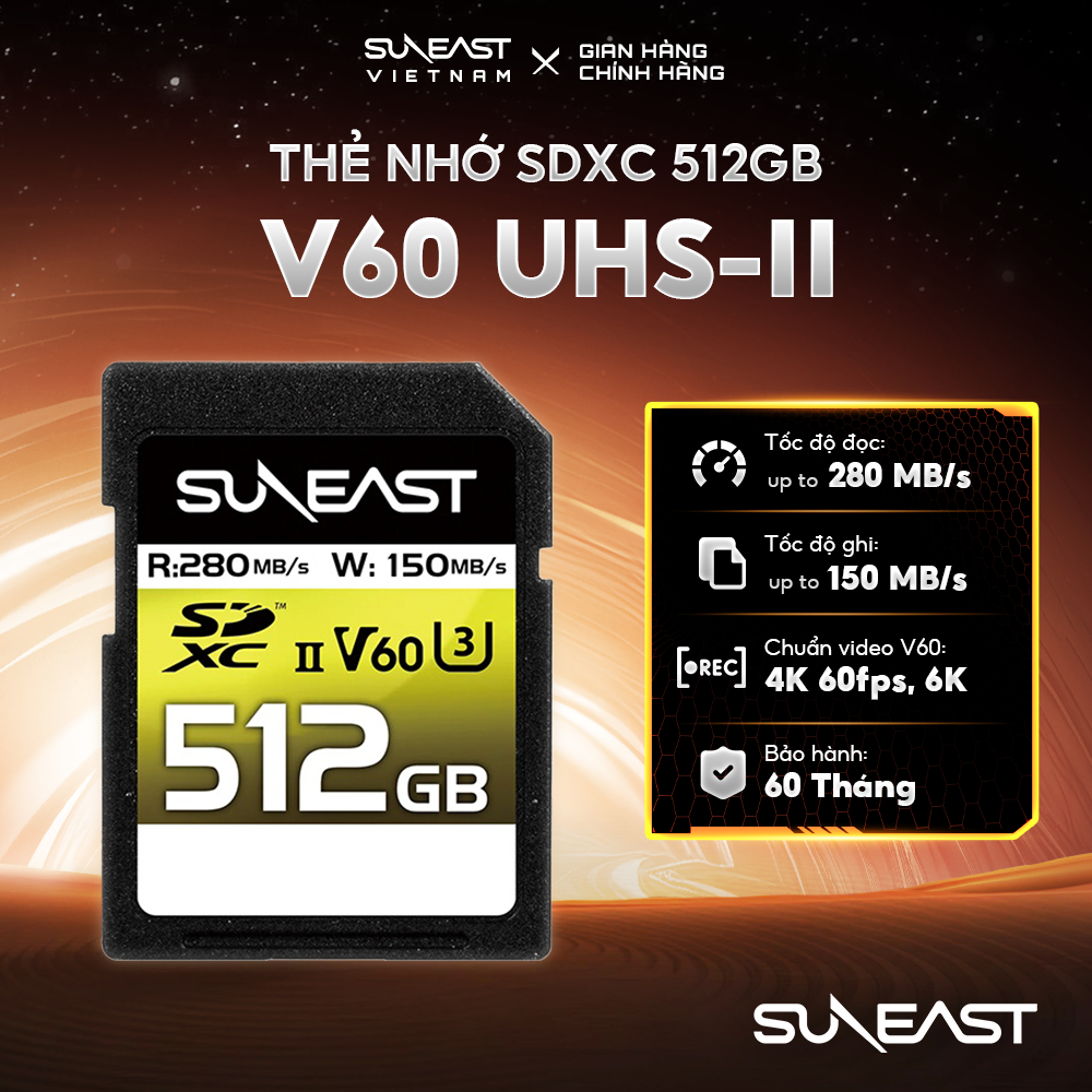 Thẻ nhớ SDXC V60 SunEast Ultimate Pro 64GB | 128GB | 256GB | 512GB - UHS-II tốc độ 280MB/s | BigBuy360 - bigbuy360.vn