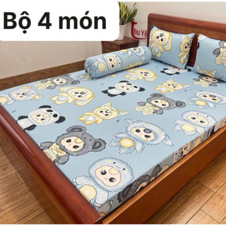 Bộ dra gối thun lạnh Hàn Quốc [ giá xưởng ] 1 ga 2 vỏ gối đầu +1 vỏ gối ôm