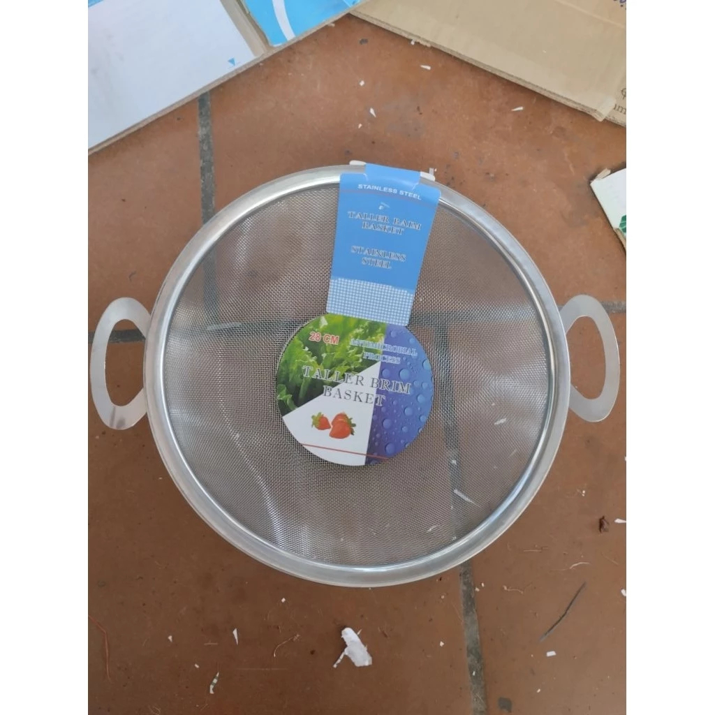 Rổ rá inox lưới siêu mau size 28 cm.Rá inox vo gạo loại dày