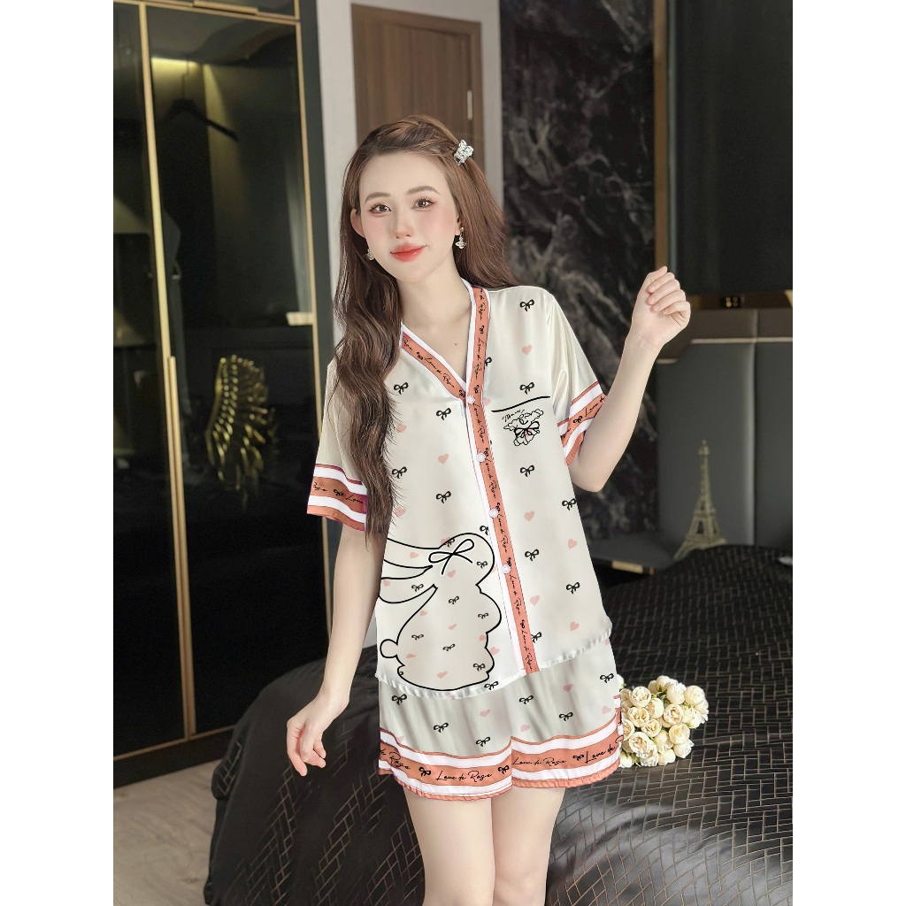Set ngủ nữ pijama mặc nhà set bộ đồ ngủ pyjama Hisexy Lụa Latin cộc tay quần đùi P10 | BigBuy360 - bigbuy360.vn