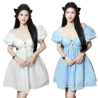  Đầm xoè babydoll tay phồng hở lưng - 352 