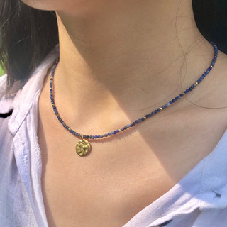 [littlebrown] Vòng cổ đá xanh charm mặt trời