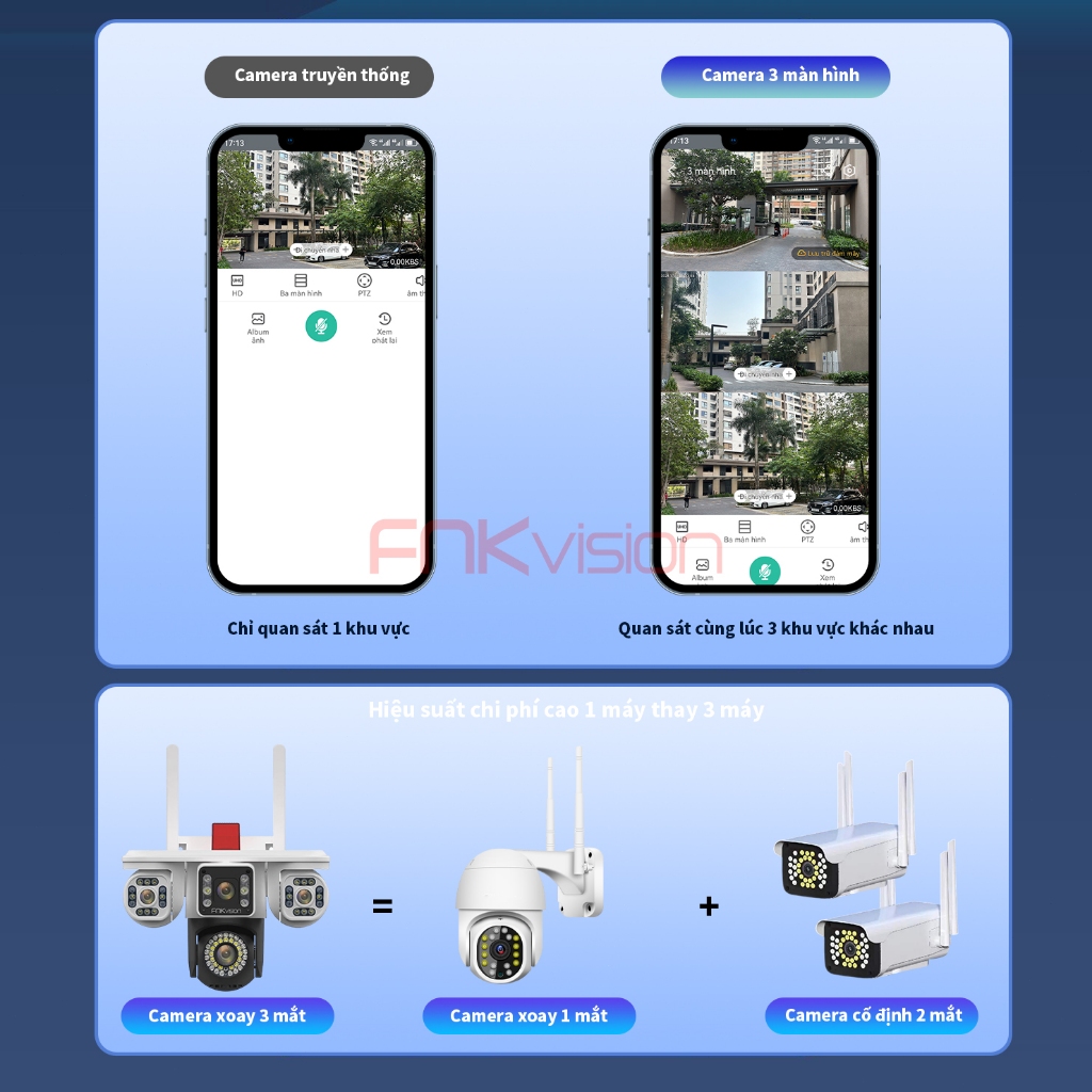 [FNKvision] Camera 4 mắt 3 màn hình Yoosee 18MP xem đêm có màu Camera ngoài trời chống mưa chống nước Bảo hành 12 tháng | BigBuy360 - bigbuy360.vn