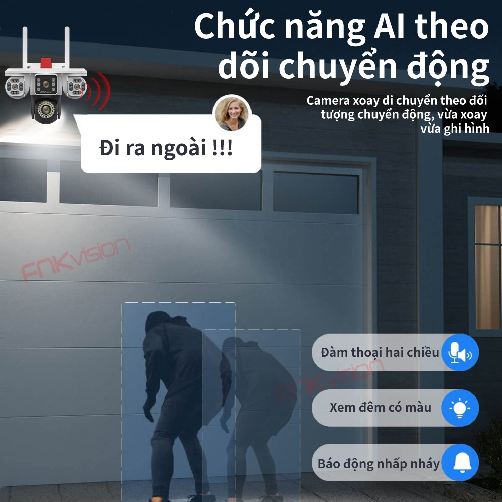 [FNKvision] Camera 4 mắt 3 màn hình Yoosee 18MP xem đêm có màu Camera ngoài trời chống mưa chống nước Bảo hành 12 tháng | BigBuy360 - bigbuy360.vn
