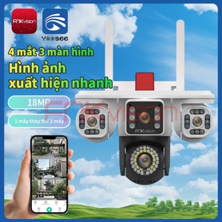 [Fnkvision] Camera YOOSEE Ngoài Trời 4 mắt (Xoay Được 3 Mắt) 3 Màn Hình Độ Phân Giải 18MP Tích Hợp 56 LED Nét OK