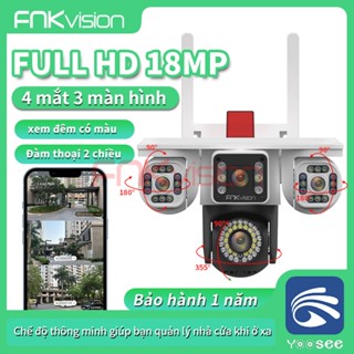 [Fnkvision] Camera YOOSEE Ngoài Trời 4 mắt (Xoay Được 3 Mắt) 3 Màn Hình Độ Phân Giải 18MP Tích Hợp 56 LED Nét OK