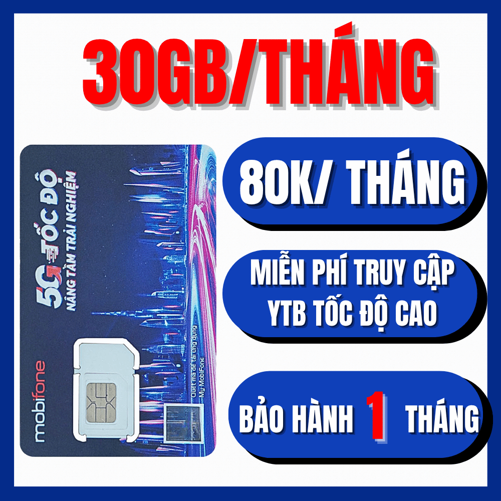 Sim 4G 5G Mobifone MXH80Y Miễn Phí Tháng Đầu Sử Dụng Có 1 Tỷ Gb Xem YTB Tẹt Ga Kèm 1GB/Ngày