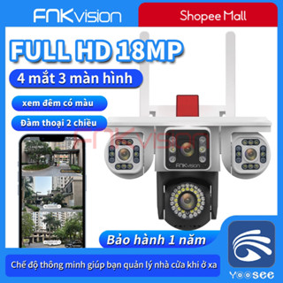 【Fnkvision Camera YOOSEE 2 mắt Ngoài Trời 4 mắt (Xoay Được 3 Mắt) 3 Màn Hình Độ Phân Giải 18MP Tích Hợp 54 LED Nét OK