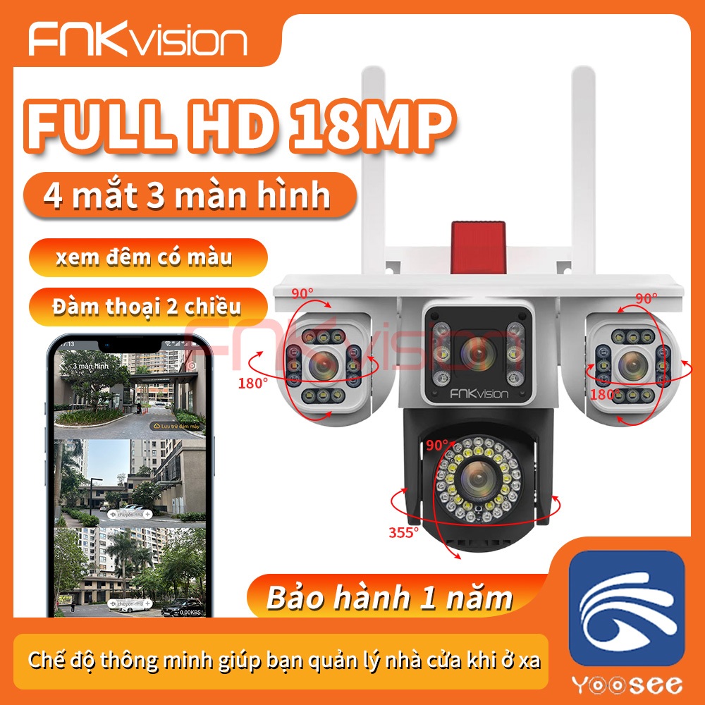 【Fnkvision Camera Yoosee MÁY BAY 3 MẮT ĐỘC LẬP 18MP D40E xoay 3 mắt cùng lúc đa chiều đầy đủ tính năng bảo hành 1 năm 
