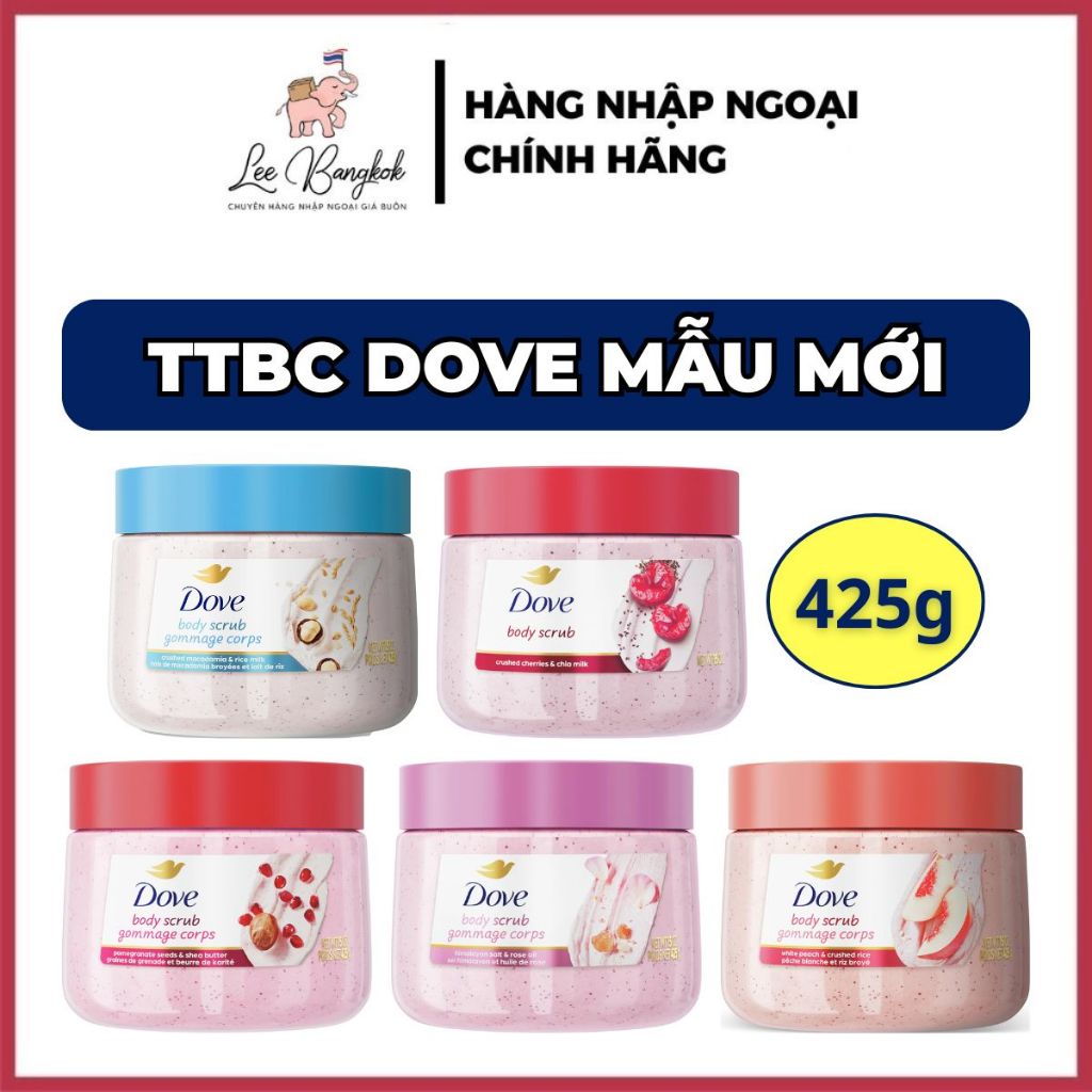   MẪU MỚI 2025  Tẩy Tế Bào Chết Toàn Thân  Body Dove Scrub Gommage Corps Cherry Đào Hoa Hồng Bản Mỹ 425g - LEEBANGKOK 