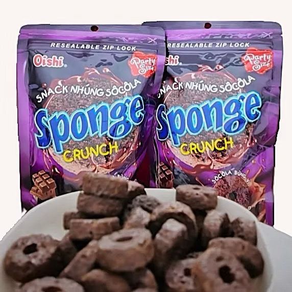 Snack Nhân Kem Sponge Crunch Oishi 85g Túi ZIP - Snack Nhúng Socola