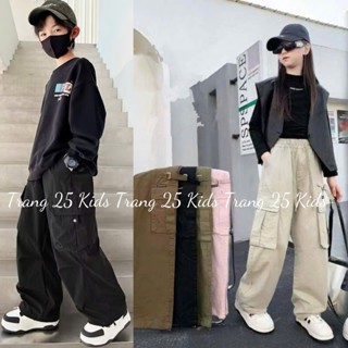   tặng 1 khăn hiphop  Quần Hiphop Bé Gái bé trai Màu Trắng Đen Hồng Quần Dài ống rộng kaki cao cấp-Trang25kids 