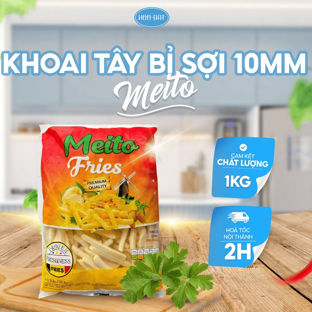 [Hoả Tốc HN] Khoai Tây Bỉ Meito Cắt Sợi 10mm Cọng Đều Không Vụn, Chiên Nhanh Giòn  Túi 1kg