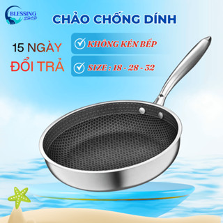 Chảo chống dính vân tổ ong chất liệu inox 304 size 28cm dùng cho mọi loại bếp,chống xước chống gỉ