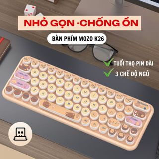 (MẪU MỚI-BÁN RẺ TƯƠNG TÁC) Bàn Phím không dây - Bàn phím văn phòng Mozo K26 Nhỏ gọn, Chống ồn, Kết nối USB 2.4G, BH12T
