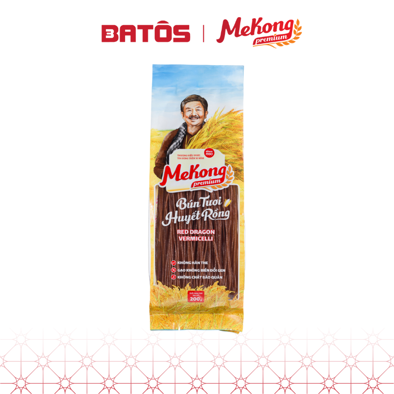 Bún Tươi Huyết Rồng Cao Cấp thương hiệu Mekong Premium - Gói 200g