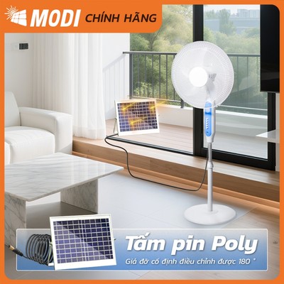 Quạt Đứng Tích Điện Năng Lượng Mặt Trời Modi Solar Tiết Kiệm Điện Có 3 Chế Độ Gió Cao Cấp