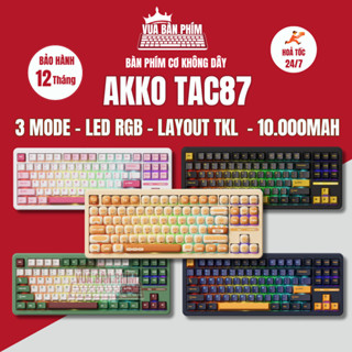 [Hàng Sẵn] Bàn phím cơ không dây Akko Tac87 |  tac87 mạch xuôi, 3 mode , full foam , layout tkl, led rgb, hotswap