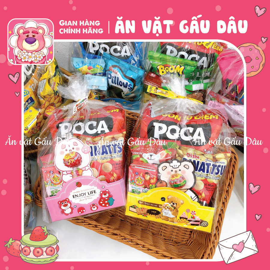 Túi Bánh Kẹo Màu Đỏ/ Thế Giới Đồ Ăn Vặt Màu Đỏ, Concept Trang Trí Giỏ Quà Bánh Kẹo