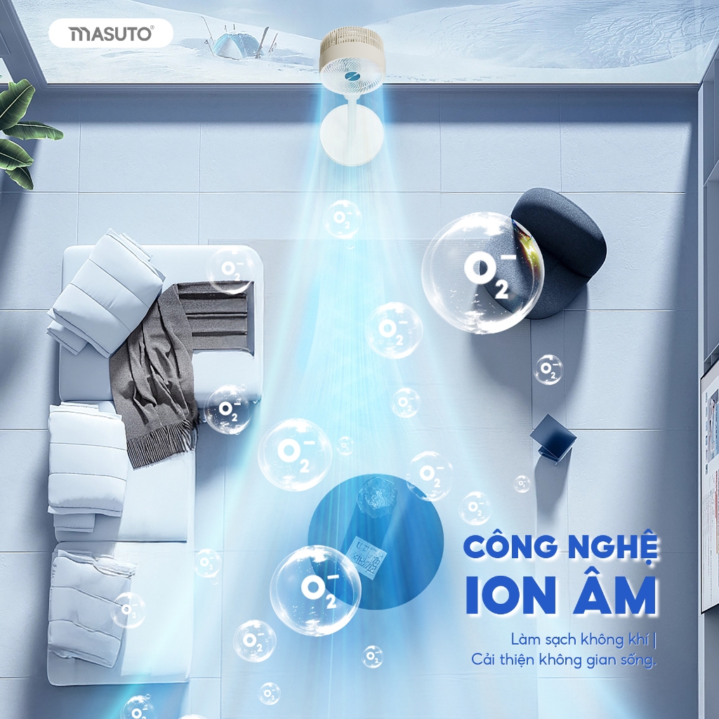 Quạt Điện Cây Masuto Thông Minh AI Điều Khiển Giọng Nói Phát Ion Âm Quạt Cây Tuần Hoàn Không Khí | BigBuy360 - bigbuy360.vn