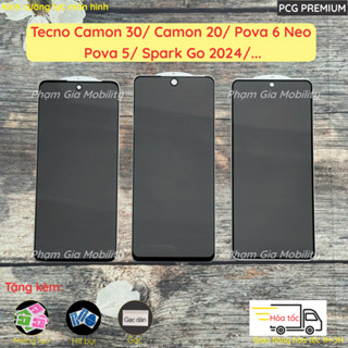 Kính cường lực chống nhìn trộm Tecno Camon 30 20/ Pova 6 Neo/ Pova5/ 5 Pro/ Spark Go 1 2024 5G full màn viền đen cao cấp