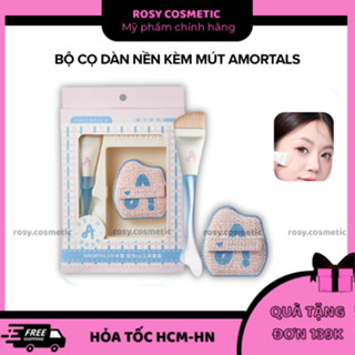   HỎA TỐC  Bộ cọ kem nền đuôi cá Amortals kèm Mút Cọ Trang Điểm Siêu mỏng Kem che khuyết điểm trần phẳng Không bết phấn 
