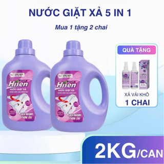Combo Nước Giặt HISEN – 2KG x2 + Tặng Xả Vải Khô – Siêu Thơm, Hương nước hoa nồng nàn - Sạch nhanh - Thơm Lâu Làm Sạc
