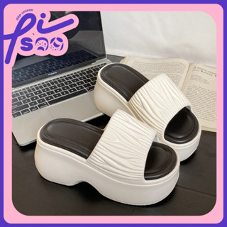 Dép Bánh Mì độn đế cao 9cm chất EVA, dép quai ngang Nhăn đúc liền nguyên khối