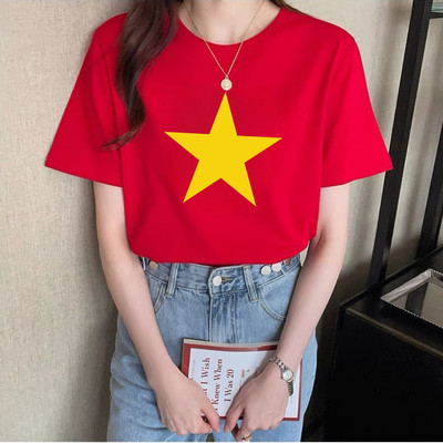 Áo phông nữ dáng rộng NA03 in hình Cờ Đỏ Sao Vàng Việt Nam chất liệu thun cotton Loza G0413