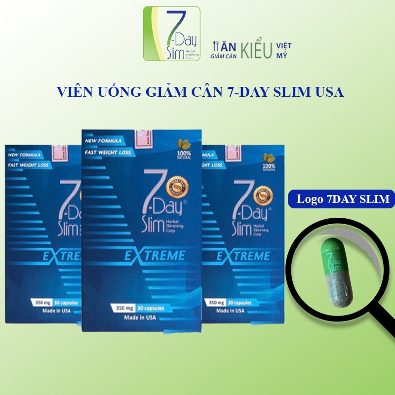 [Combo 3] Viên Uống Hỗ Trợ Giảm Cân 7-Day Slim Mỹ 30 Viên - VIÊN NANG CÓ LOGO