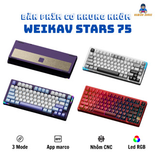 Bàn phím cơ khung nhôm CNC STARS 75 / Stars 75S - 3 mode - Leaf spring Mount - LED RGB - Có APP - Hotswap - Full nhôm
