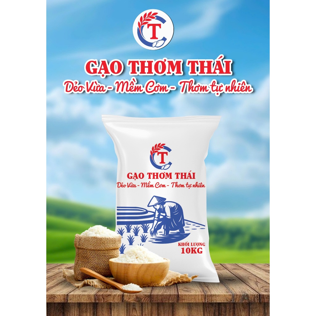 Gạo thơm thái  10kg Dẻo Mềm cơm