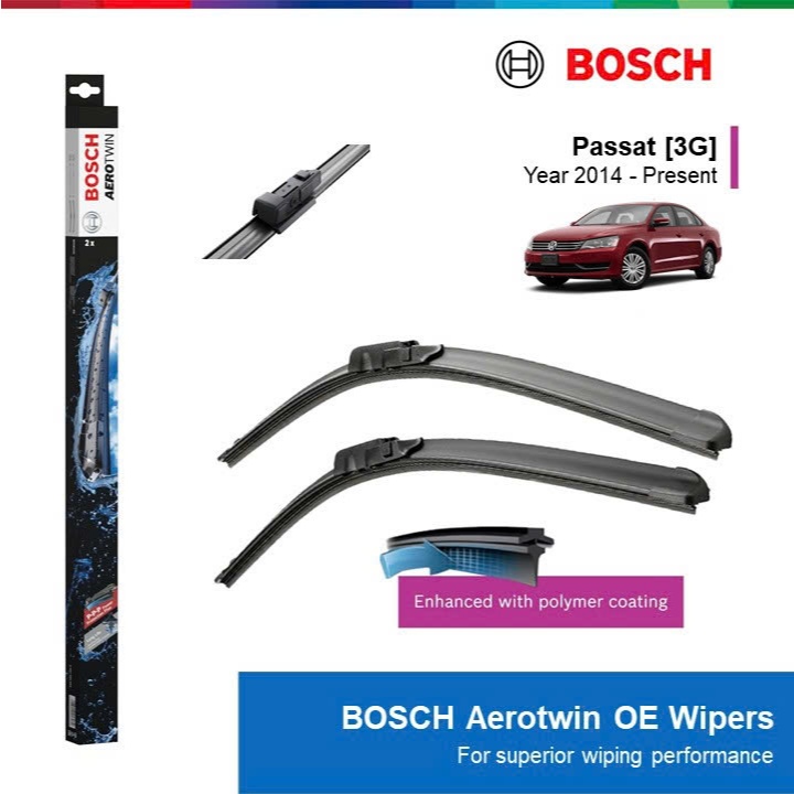 BỘ GẠT MƯA BOSCH AEROTWIN EURO SET A863S  26" & 18":  VOLKSWAGEN PASSAT ĐỜI XE 2014 ĐẾN NAY