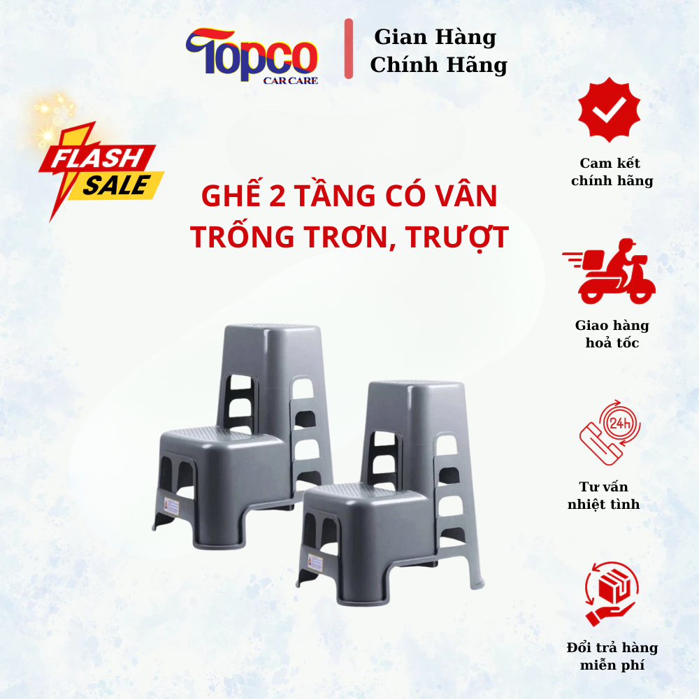 "Ghế 2 tầng rửa xe ô tô từ nhựa PVC cao cấp, siêu cứng, siêu bền, cao 60cm chống trơn trượt."