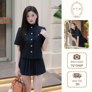  Set thiết kế tiểu thư DTM by ThaoMy Set áo kèm chân váy chất kaki đính cúc siêu sang chảnh - Flane Set 