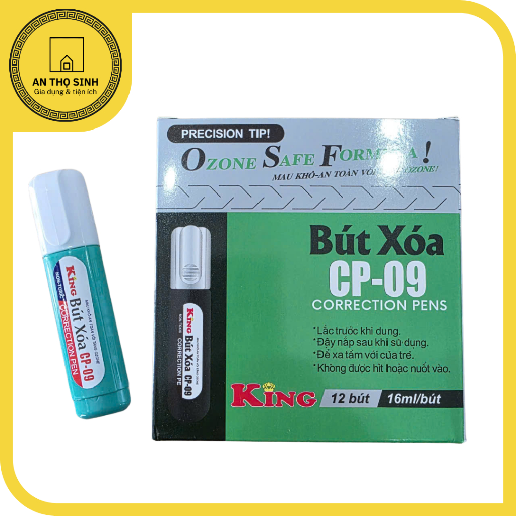 [Một cây] Bút xóa King CP-09 – Mau khô, đầu nhọn dễ xóa, mực êm mịn