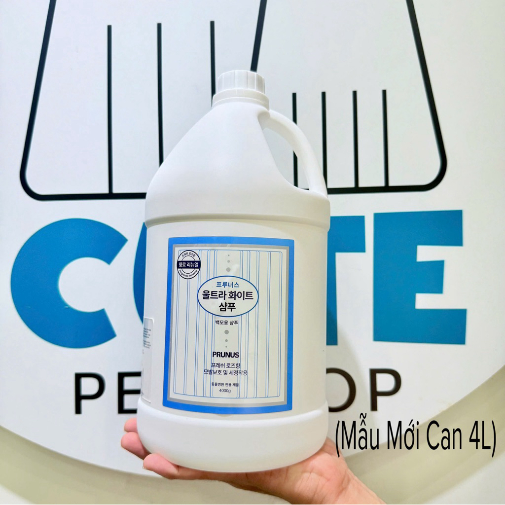 (4Lit)Sữa tắm siêu trắng cho chó lông trắng Prunus Ultra White Shampoo