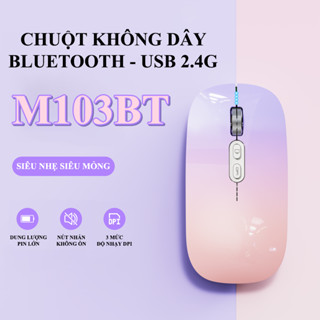 Chuột không dây M103BT kết nối Bluetooth và USB 2.4G thiết kế siêu mỏng siêu nhẹ phối màu mới lạ